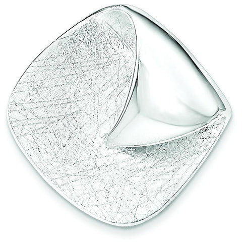Sterling Silver Polished Textured Folded Chain Slide Pendant - shirin-diamonds