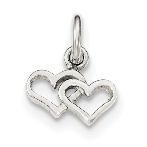 Sterling Silver Polished Double Heart Charm QP4426 - shirin-diamonds