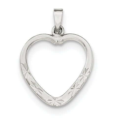 Sterling Silver Polished & D/C Heart Pendant QP4430 - shirin-diamonds