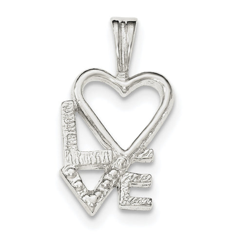 Sterling Silver Polished L HEART V E Chain Slide Pendant - shirin-diamonds