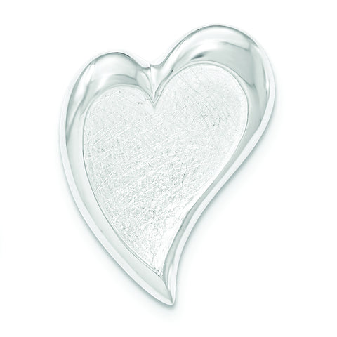 Sterling Silver Polished & Textured Heart Chain Slide Pendant - shirin-diamonds