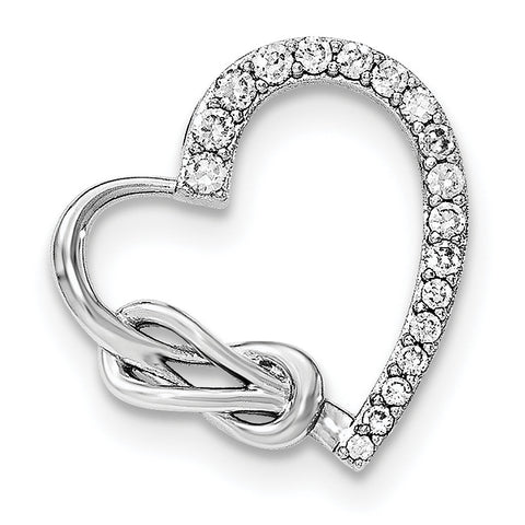 Sterling Silver Rhodium-plated CZ Heart Chain Slide - shirin-diamonds