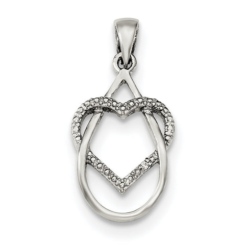 Sterling Silver Polished CZ Heart Pendant QP4454 - shirin-diamonds