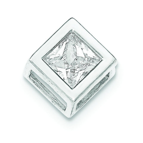 Sterling Silver Polished Diamond Shaped CZ Chain Slide - shirin-diamonds