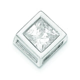 Sterling Silver Polished Large Square Shaped CZ Chain Slide - shirin-diamonds