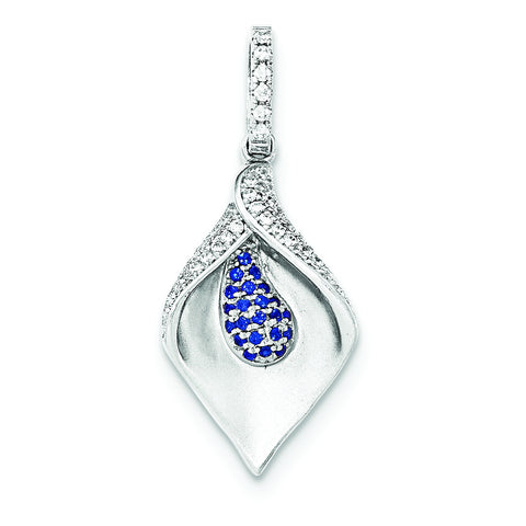 Sterling Silver White & Blue CZ Pendant - shirin-diamonds
