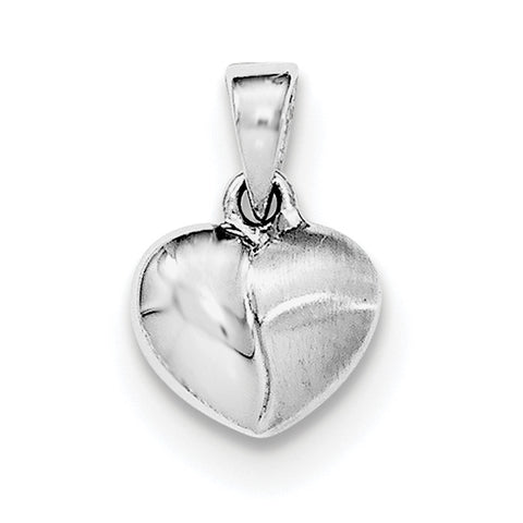 Sterling Silver Rhodium-plated Polished & Satin Heart Pendant QP4676 - shirin-diamonds