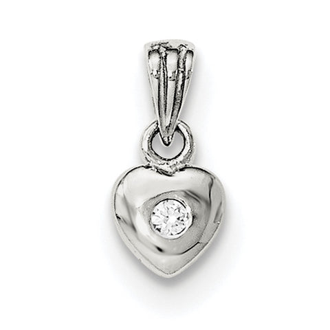 Sterling Silver Rhodium-plated w/CZ Heart Pendant QP4678 - shirin-diamonds