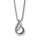 Sterling Silver Polished Diamond/Blue Diamond Chain Slide QP4695 - shirin-diamonds