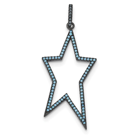 Sterling Silver Black-Rhodium Dyed White Howlite Star Pendant QP4750 - shirin-diamonds