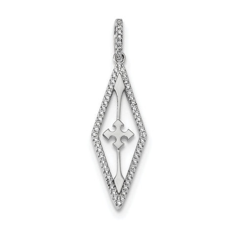Sterling Silver Rhodium-plated CZ Pendant QP4777 - shirin-diamonds