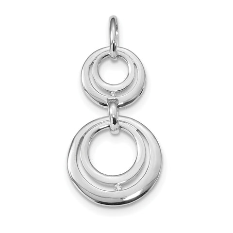 Sterling Silver Rhodium-plated CZ Dangle Circle Pendant QP4803 - shirin-diamonds