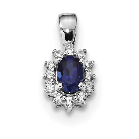 Sterling Silver Rhodium-plated CZ & Synthetic Blue Stone Pendant QP4806 - shirin-diamonds