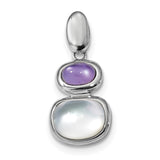Sterling Silver Rhodium-plated Purple Crystal and White MOP Pendant QP4834 - shirin-diamonds