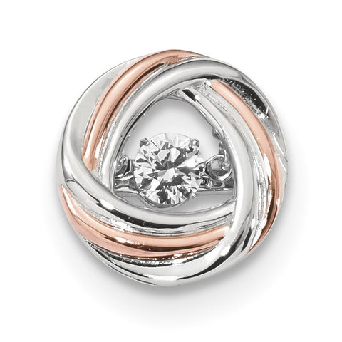 Sterling Silver Plat-plate Rose-tone Vibrant Swar Zircon Chain Slide QP4933 - shirin-diamonds