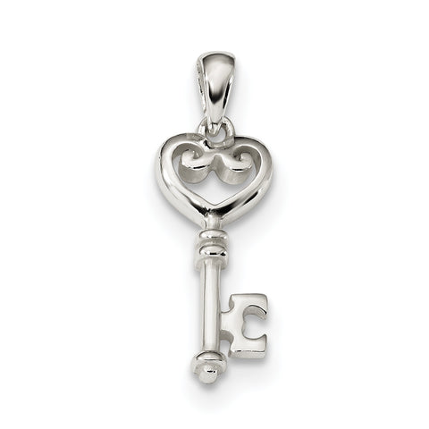 Sterling Silver Polished Small Heart Key Pendant QP5005 - shirin-diamonds