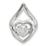 Sterling Silver Platinum Plated Vibrant Swaro Zirco Heart Chain Slide QP5032 - shirin-diamonds