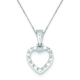 Sterling Silver Rhodium Plated CZ Heart Shape Pendant QP748/SP - shirin-diamonds