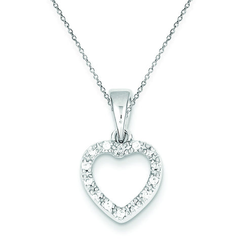 Sterling Silver Rhodium Plated CZ Heart Shape Pendant QP748/SP - shirin-diamonds