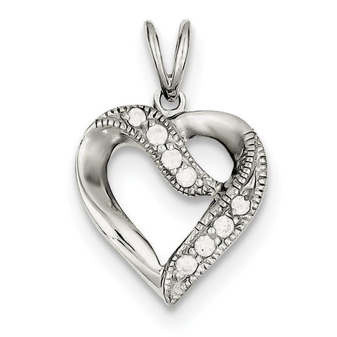 Sterling Silver CZ Heart Pendant QP752 - shirin-diamonds