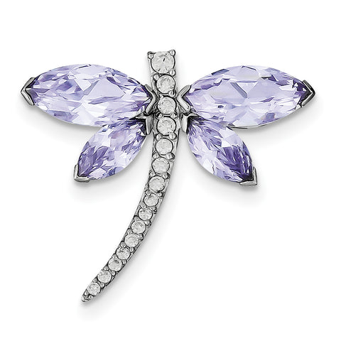 Sterling Silver Lavender CZ Dragonfly Slide QP977 - shirin-diamonds