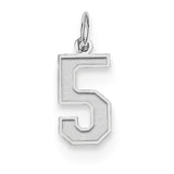 Sterling Silver Small Satin Number 5 QPS05 - shirin-diamonds