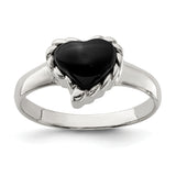 925 Sterling Silver Onyx Heart Ring