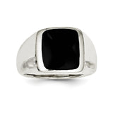 Sterling Silver Synthetic Onyx Ring QR1208 - shirin-diamonds