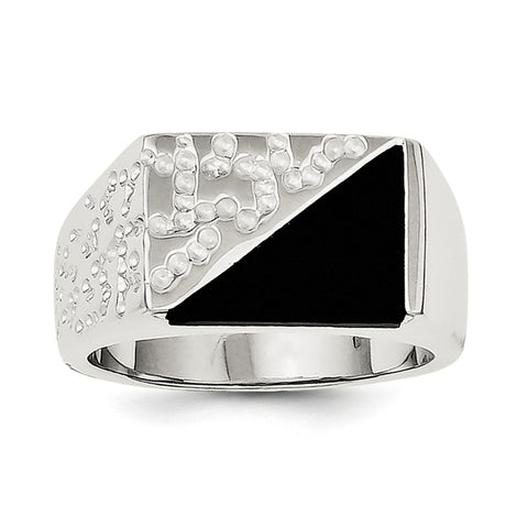 Sterling Silver Men's Onyx Ring QR1275 - shirin-diamonds