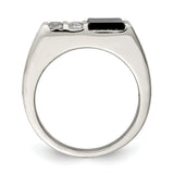 Sterling Silver Men's CZ and Onyx Ring QR1276