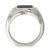 Sterling Silver Men's CZ and Onyx Ring QR1277