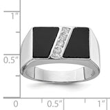 Sterling Silver Men's CZ and Onyx Ring QR1278