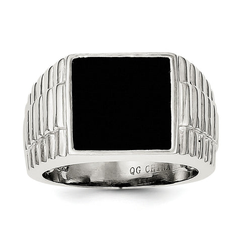 Sterling Silver Men's Onyx Ring QR1279 - shirin-diamonds