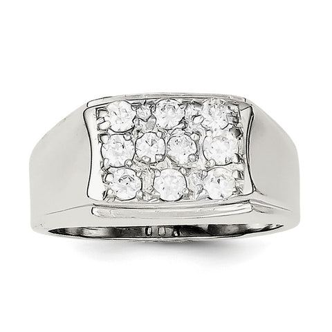 Sterling Silver Men's CZ Ring QR1283 - shirin-diamonds