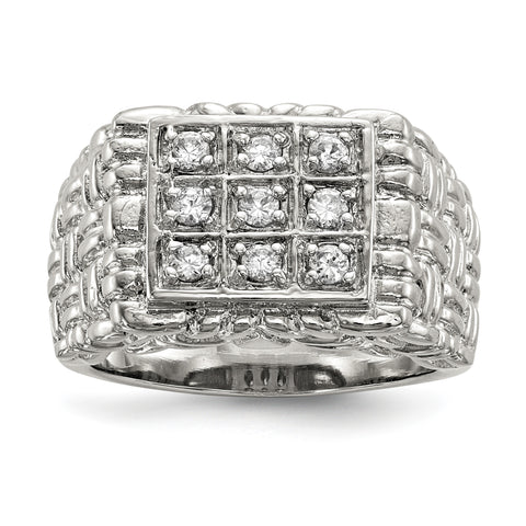 Sterling Silver Men's CZ Ring QR1284 - shirin-diamonds