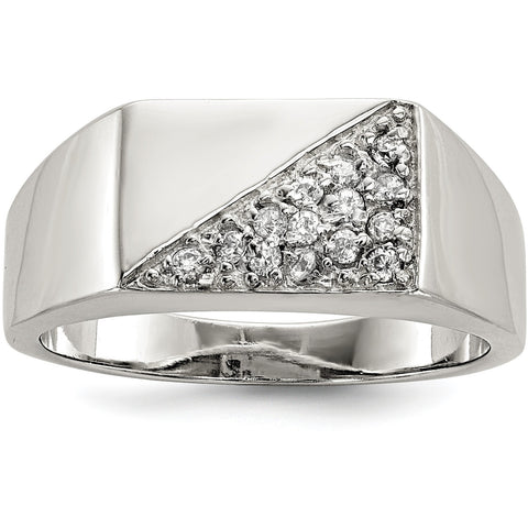 Sterling Silver Men's CZ Ring QR1286 - shirin-diamonds