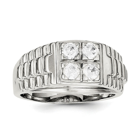 Sterling Silver Men's CZ Ring QR1287 - shirin-diamonds