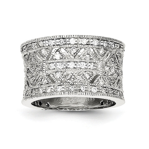 Sterling Silver CZ Vintage Polished Ring QR1371 - shirin-diamonds
