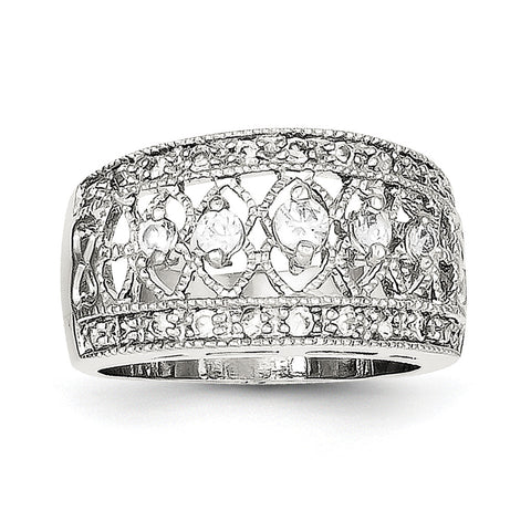 Sterling Silver CZ Vintage Polished Ring QR1372 - shirin-diamonds