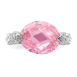 Sterling Silver Pink and Clear CZ Ring QR1398