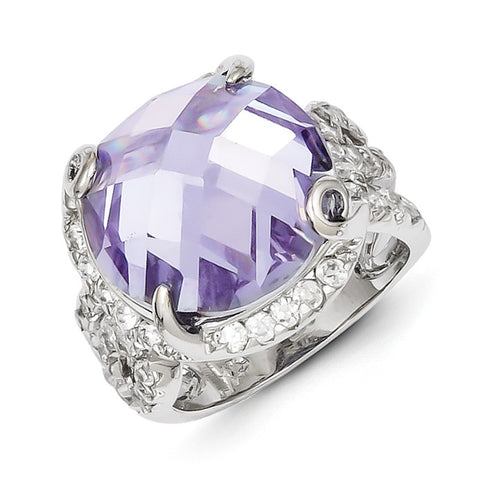 Sterling Silver Purple & Clear CZ Ring QR1431 - shirin-diamonds