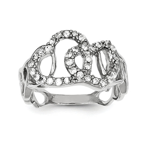 Sterling Silver CZ Heart Ring QR2102 - shirin-diamonds