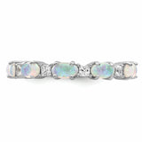 Sterling Silver Created Opal & CZ Ring QR2148