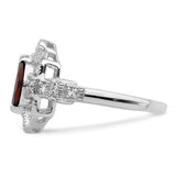 925 Sterling Silver Dark Red Marquise Cubic Zirconia Ring