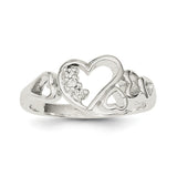 Sterling Silver CZ Heart Ring QR2405 - shirin-diamonds