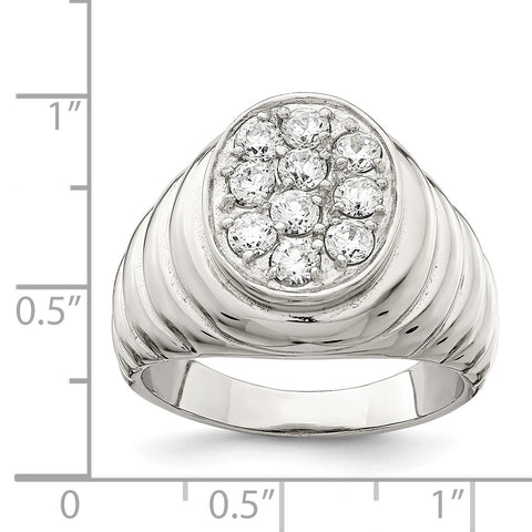 Sterling Silver Men's CZ Ring QR2438