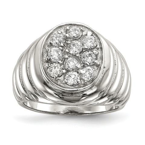 Sterling Silver Men's CZ Ring QR2438 - shirin-diamonds