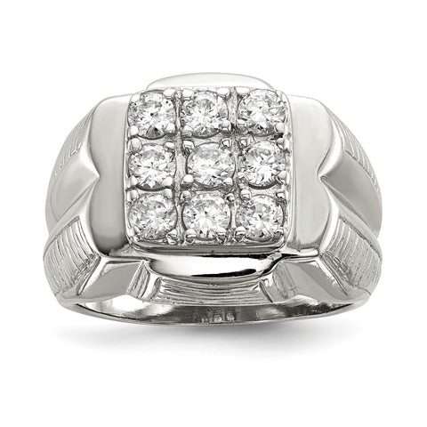 Sterling Silver Men's CZ Ring QR2439 - shirin-diamonds