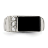 925 Sterling Silver Onyx and Cubic Zirconia Men's Ring
