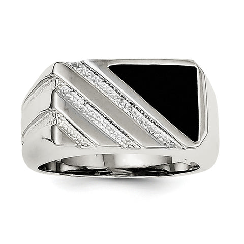 Sterling Silver Men's Onyx Ring QR2456 - shirin-diamonds